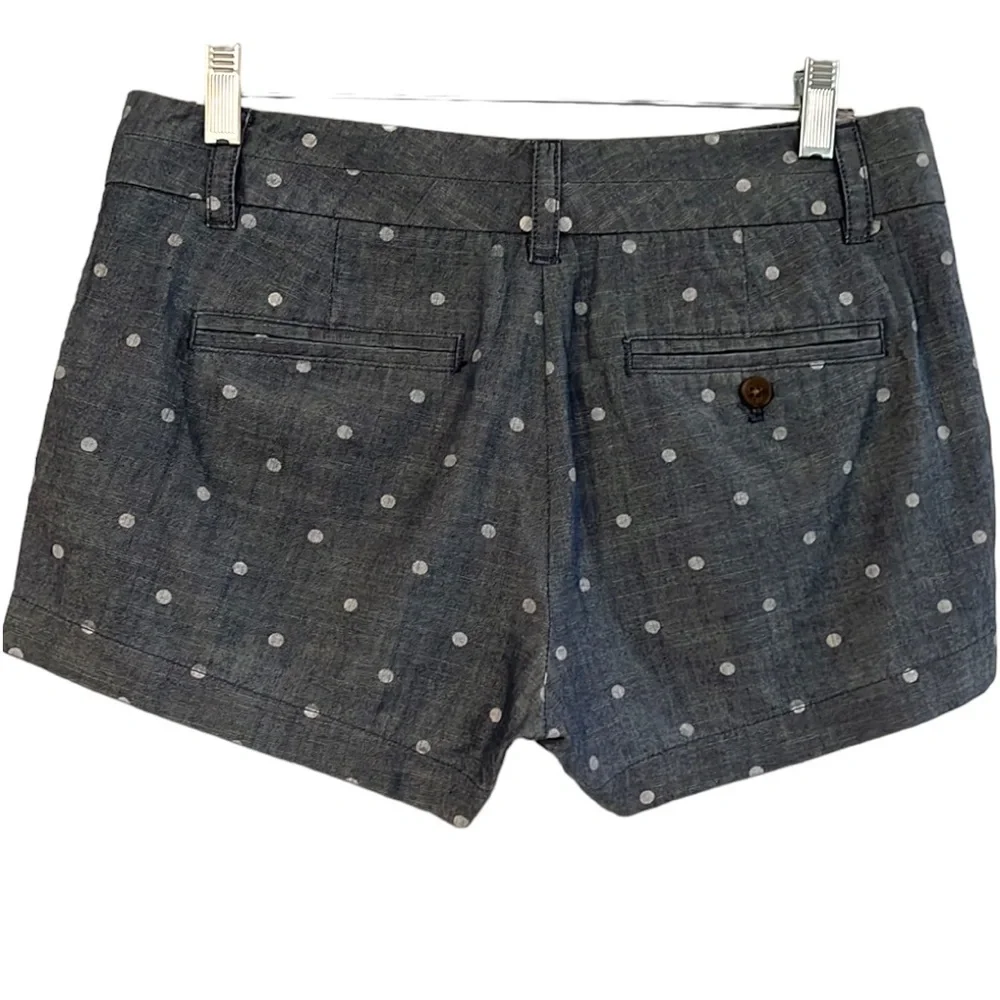 J. CREW LOW RISE SHORTS BLUE WITH WHITE POLKA DOTS SIZE 4